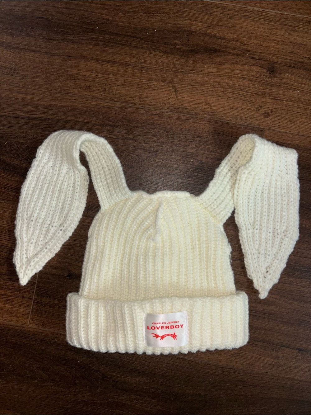 Charles Jeffery Loverboy Knit Cream Bunny Hat